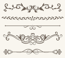 Vector set of decorative elements,  frame and line vintage style