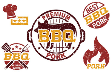 BBQ Barbecue Party Pork Rubber Stamp