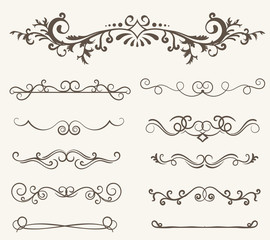 Vector set of decorative elements,  frame and line vintage style