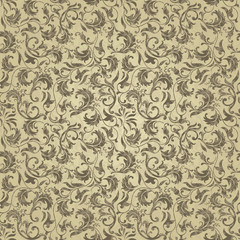 Seamless floral pattern for printing on fabric or paper. Hand drawn background.