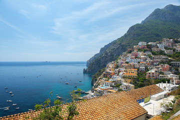 Naklejka premium scenic view of Positano, Amalfi Coast, Campania region in Italy