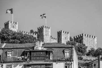 Saint George´s Castle on the hill of Lisbon Alfama - LISBON / PORTUGAL - JUNE 14, 2017