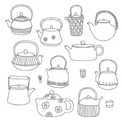 Doodle teapot white backgrounds
