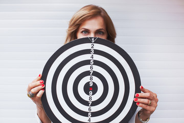 Woman with target motivation leadership concept