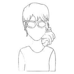 Retro woman cartoon over white background icon