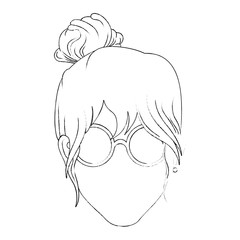 Retro woman cartoon over white background icon