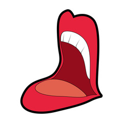 Lips pop art cartoon over white background icon
