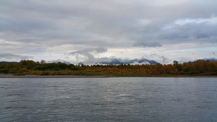 Irkut River in autumn in Siberia