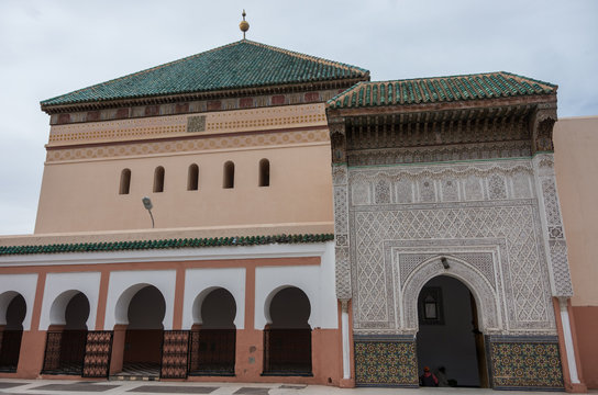 Courtyard of mosque Zaouia de Sidi Bel Abbes in Marrakech medina, Morocco
