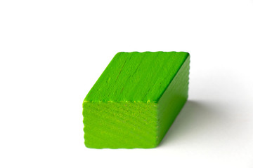 Green wood parallelogram shape on white background