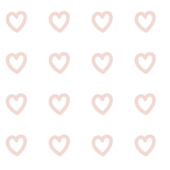 Cute pink hearts vector seamless pattern isolated on white background, good for wrapping paper or textlie