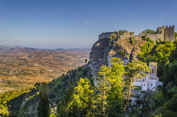 Fototapeta na wymiar View from the city of Erice of Sicilian territory