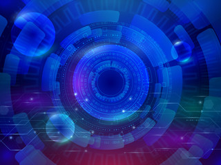 Hi-tech computer technology on the blue background. Abstract radial circuit texture. Futuristic technology structure elements. Vector illustration esp 10.