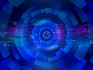 High computer communication technology on the blue background. Digital techno concept. Vector illustration eps 10