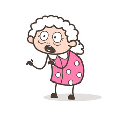 Cartoon Scared Granny Vector Illustration