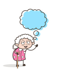 Cartoon Grandma with Thought Bubble Vector Illustration