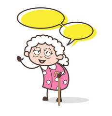 Cartoon Grandma with Speech Bubble Vector Illustration
