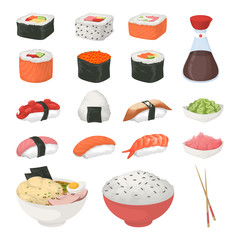 Sushi set on white.