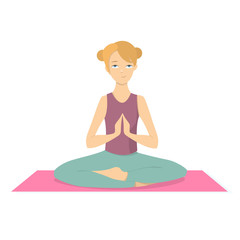 Isolated woman doing yoga.