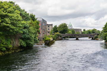 Fototapeta na wymiar Landascapes of Ireland. Galway city and Corrib river