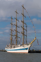 Sailing ship Mir (RUS). The Tall Ships Races 2017 regatta from Halmstad to Szczecin. July 18, 2017 in Tallinn marina.