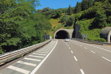 Tunnel and highway. Milan - Savona, Italy