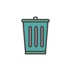 Trash bin filled outline icon, line vector sign, linear colorful pictogram isolated on white. Delete symbol, logo illustration. Pixel perfect vector graphics