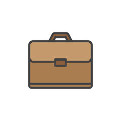 Briefcase, Portfolio filled outline icon, line vector sign, linear colorful pictogram isolated on white. Symbol, logo illustration. Pixel perfect vector graphics