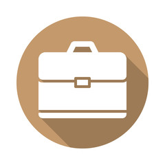 Briefcase, Portfolio flat icon. Round colorful button, circular vector sign with long shadow effect. Flat style design