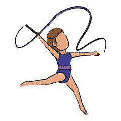 Colorful doodle artistic gymnast over white background vector illustration