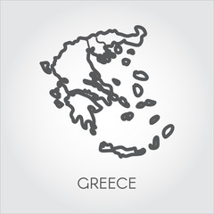 Vector icon of Greece map. Series of countries in outline style on a gray background with signature for different design projects