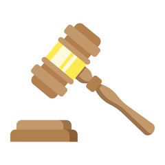 Auction hammer flat icon, business and finance, judge gavel sign vector graphics, a colorful solid pattern on a white background, eps 10.