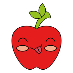 apple fresh fruit kawaii character vector illustration design