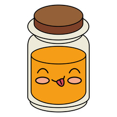 mason jar with ingredient kitchen kawaii character vector illustration design