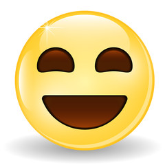 Laughing Emoticon. Smiling Emoji. Emoticon icon. Isolated vector illustration.