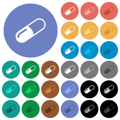 Pill round flat multi colored icons