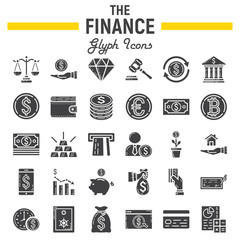 Finance glyph icon set, business symbols collection, marketing vector sketches, logo illustrations, business signs solid pictograms package isolated on white background, eps 10.