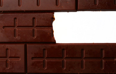 sweet chocolate bar in white background top view