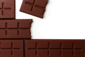 sweet chocolate bar in white background top view