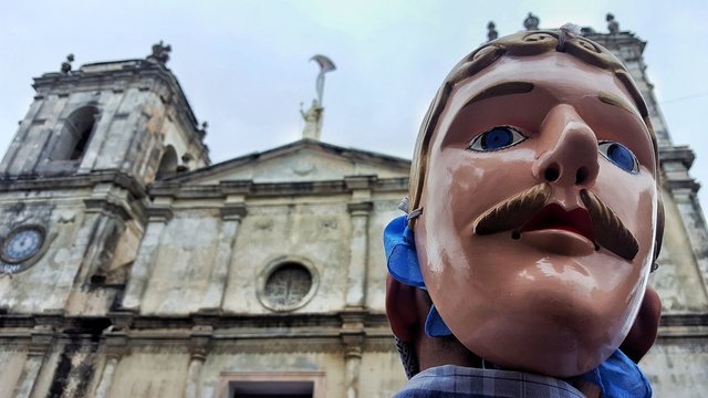 CHURCH AND MASK - JINOTEPE NICARAGUA GUEGUENSE CULTURE