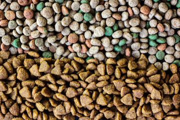 Top view of dry pet food