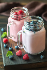 Blueberry and raspberry smoothies