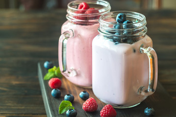 Blueberry and raspberry smoothies