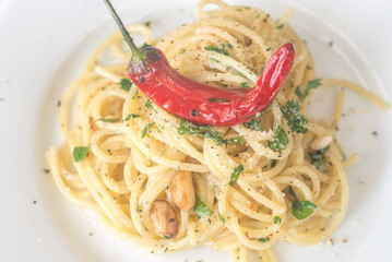 Spaghetti aglio olio e peperoncino