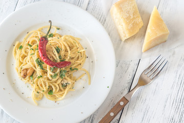 Spaghetti aglio olio e peperoncino