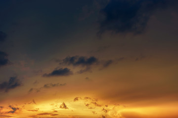 Sunset. The sky from deep blue to bright yellow
