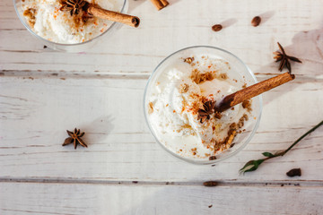 Top view of fresh dessert for Valentine's day celebration.