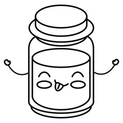 mason jar with ingredient kitchen kawaii character vector illustration design