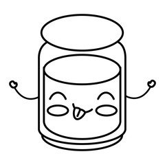 mason jar with ingredient kitchen kawaii character vector illustration design