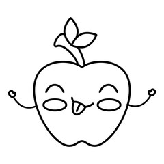 apple fresh fruit kawaii character vector illustration design